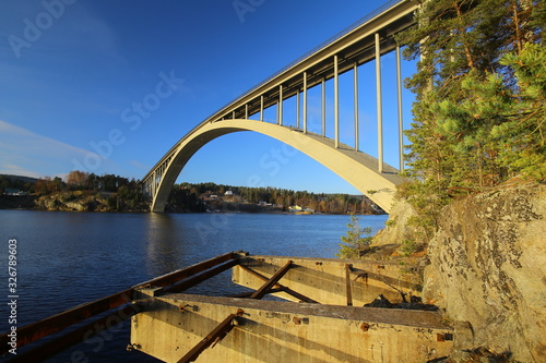 Sando bridge over Angerman river in Sweden