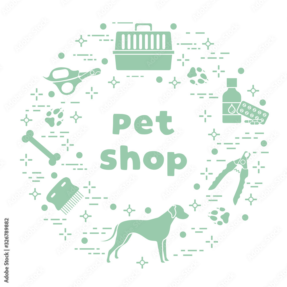 Naklejka premium Vector Dog tracks Pet shop, vet clinic, shelter