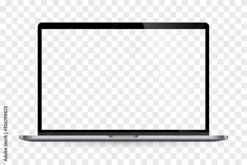 Realistic laptop computer monitor with checkerboard screen and ...