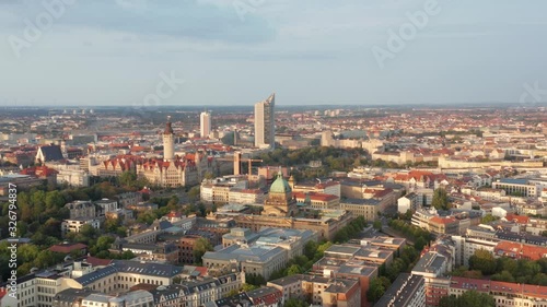 Wallpaper Mural Aerial panoramic view of the heart of Leipzig in eastern Germany at sunset on a clear summer day Torontodigital.ca