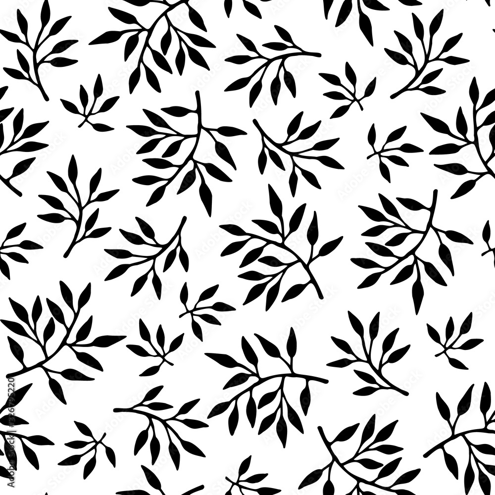 Vector seamless floral pattern with hand drawn small branches. Cute simple design for wallpaper, fabric, textile, wrapping paper