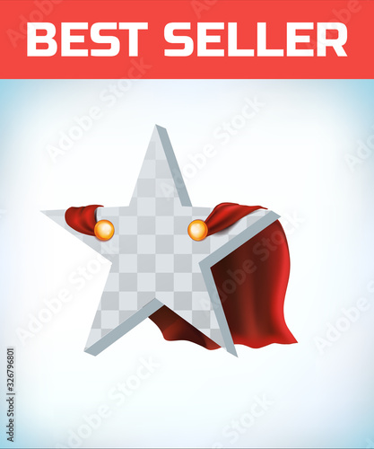 Star concept. Star in cape. Super cloak. Super star. Power icon. Leadership sign. Superhero template. Leader. Imagination symbol. Award logo. Inspiration symbol. Success concept. Quality sign.