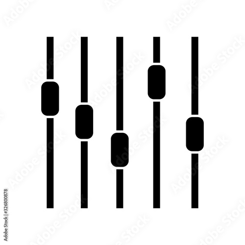Music equalizer black glyph icon. Sound adjustment, volume and frequency control equipment. Night club music, DJ occupation silhouette symbol on white space. Vector isolated illustration © bsd studio