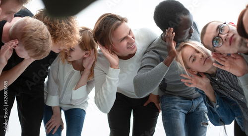 close up. a group of young people gossip