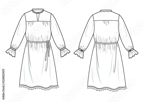 vector illustration of a women fashion terndy shirt dress