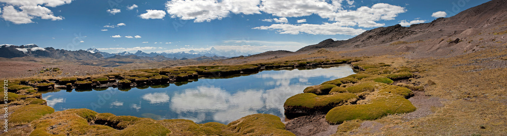 Pool at National Park of Huascaran. Peru Panorama. Andes