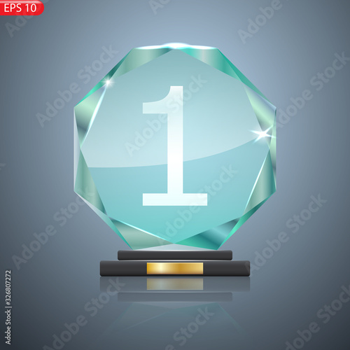 Glass Trophy Award. First place Prize plaque