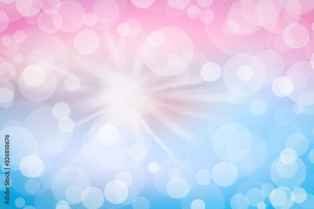Bokeh- Hintergrund mit Sonnenstrahlen und Rosa-Blau - Tonungen