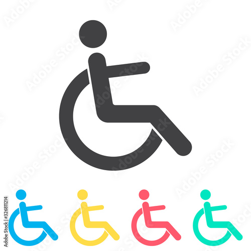 Disabled handicap multi color icon set. Simple glyph, flat vector of medical icons for ui and ux, website or mobile application