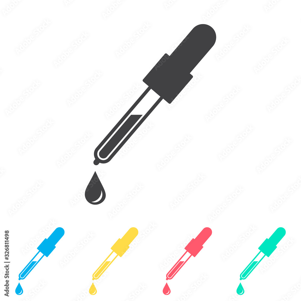 Pipette multi color icon set. Simple glyph, flat vector of medical icons for ui and ux, website or mobile application Pipette multi color icon set. Simple glyph, flat vector of medical icons for ui and ux, website or mobile application