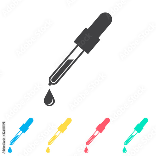 Pipette multi color icon set. Simple glyph, flat vector of medical icons for ui and ux, website or mobile application