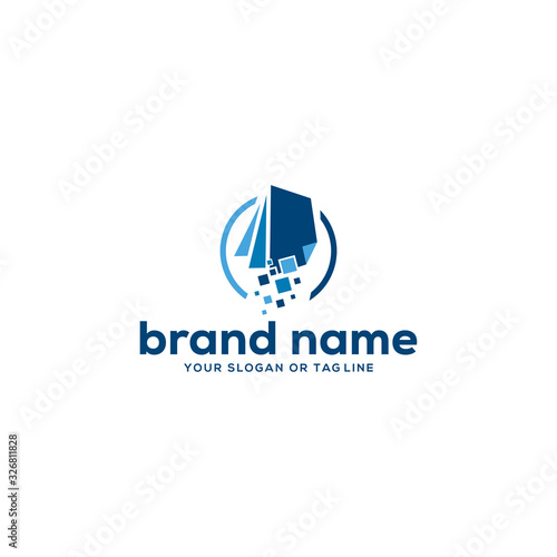 pixel document logo design vector