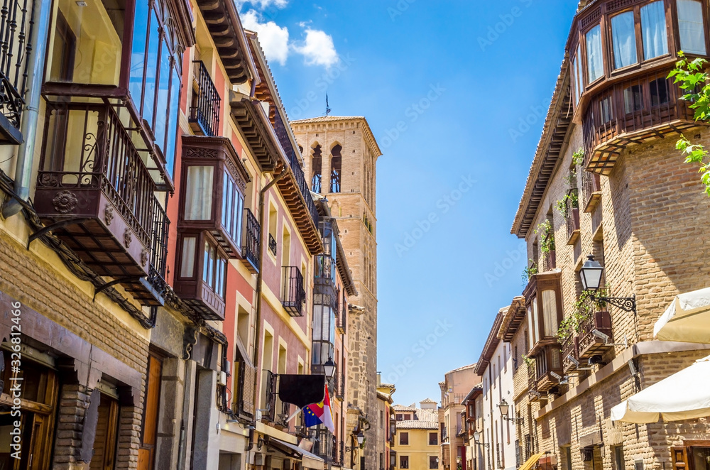 Cozy medieval street in the city Toledo, Spain