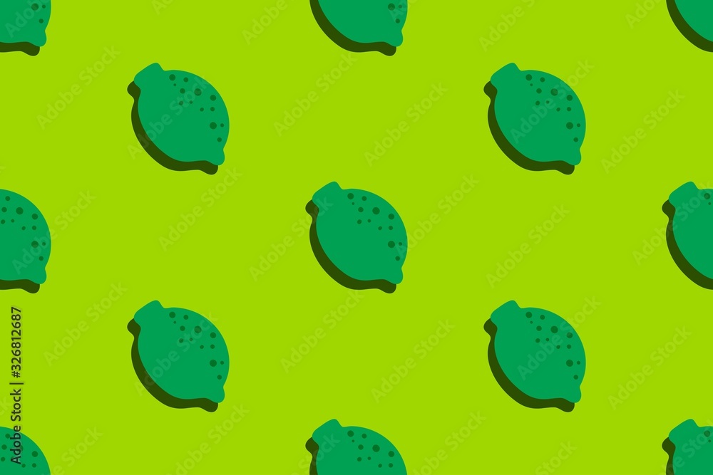 Lime fruit pattern. Seamless summer background. Bright kitchen, home decor or healthy eating design. Cartoon flat design. Vector