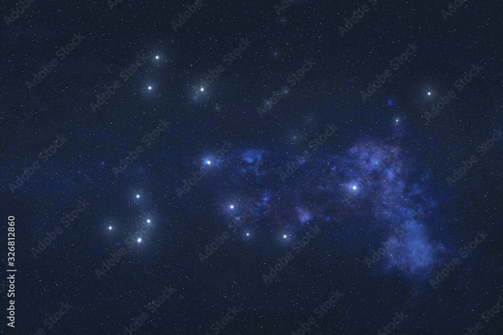 Draco Constellation in outer space. Dragon constellation night sky