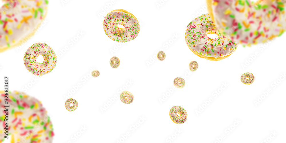 Bakery cake. Glazed fresh chocolate cookies falling on white background. Bakery cake. Glazed fresh chocolate cookies falling on white background.