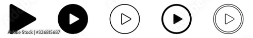 Play Button Icon Black Circle | Start Buttons Illustration | Video Audio Player Navigate Symbol |  Arrow Logo | Game Begin Sign | Isolated | Variations