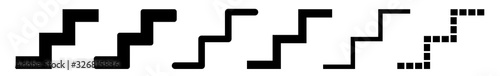 Stairs Icon Black | Staircase Illustration | Stairway Symbol | Stairwell Logo | Steps Sign | Isolated | Variations
