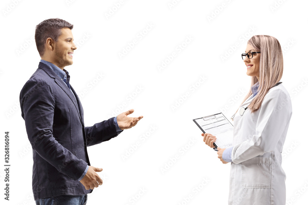 Man talking to a female doctor