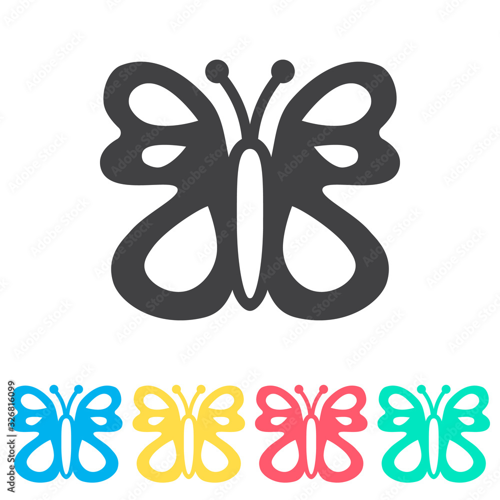 Butterfly multi color icon set. Simple glyph, flat vector of spring icons for ui and ux, website or mobile application