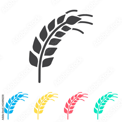 Wheat grain multi color icon set. Simple glyph, flat vector of spring icons for ui and ux, website or mobile application