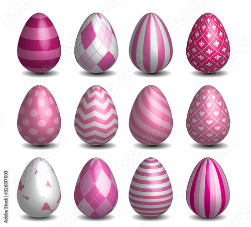 A Set of Shiny 3D Pink East...