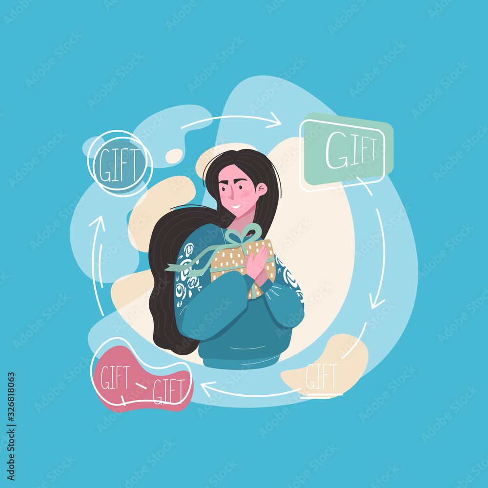 Gift and young woman illustration Gift and young woman illustration