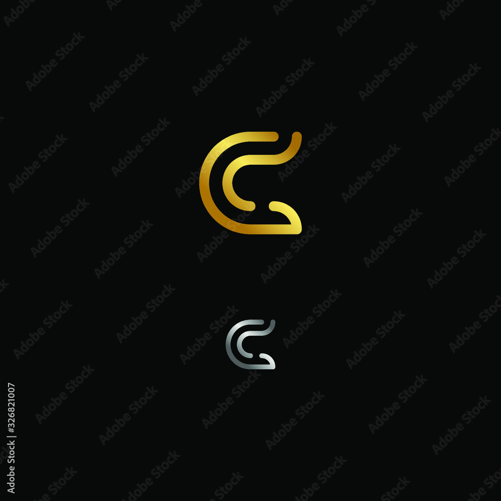 Minimal Creative Monogram Letter C Logo Design Vector with Gold an Silver colour Minimal Creative Monogram Letter C Logo Design Vector with Gold an Silver colour