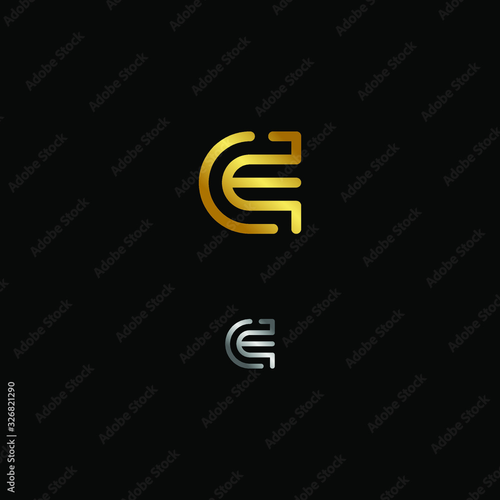 Minimal Creative Monogram Letter E Logo Design Vector with Gold an Silver colour Minimal Creative Monogram Letter E Logo Design Vector with Gold an Silver colour