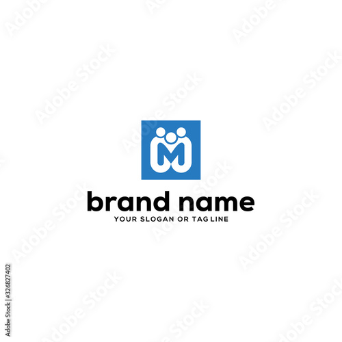 design logo letter m and people vector