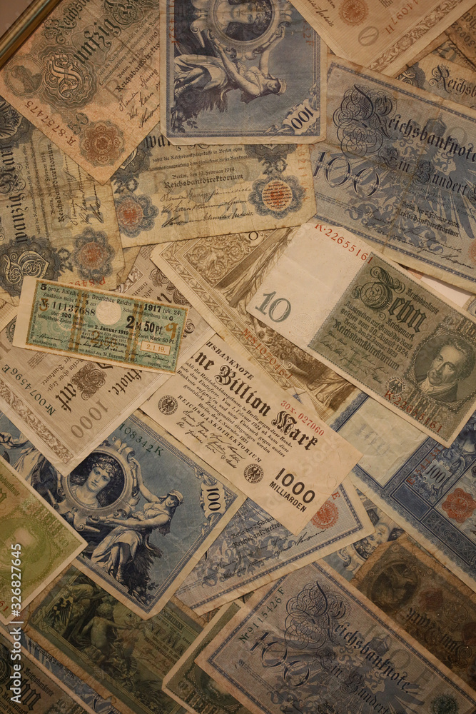 Old original german money macro background fifty megapixels stock photography prints