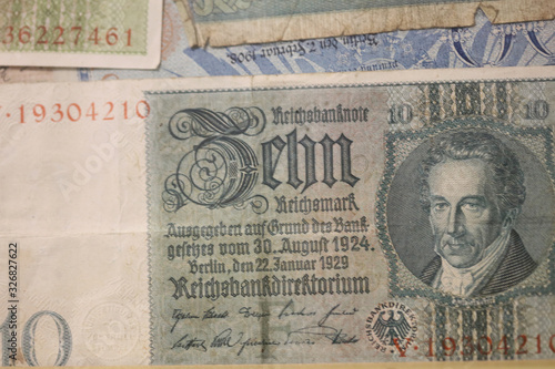 Old original german money macro background fifty megapixels stock photography prints photo