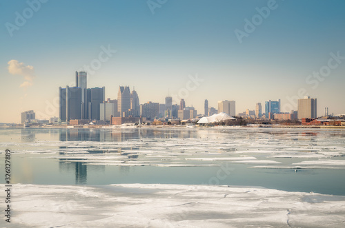 View of Detroit & Windsor from Belle Isle Park, Michigan