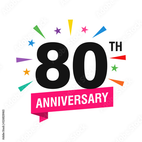 80th Years Anniversary Logo Design Vecto