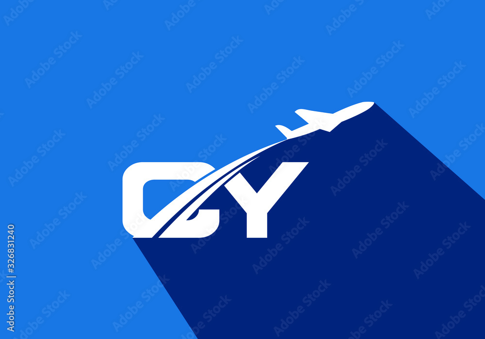 Initial Letter C and Y with Aviation Logo Design, Air, Airline, Airplane and Travel Logo template.