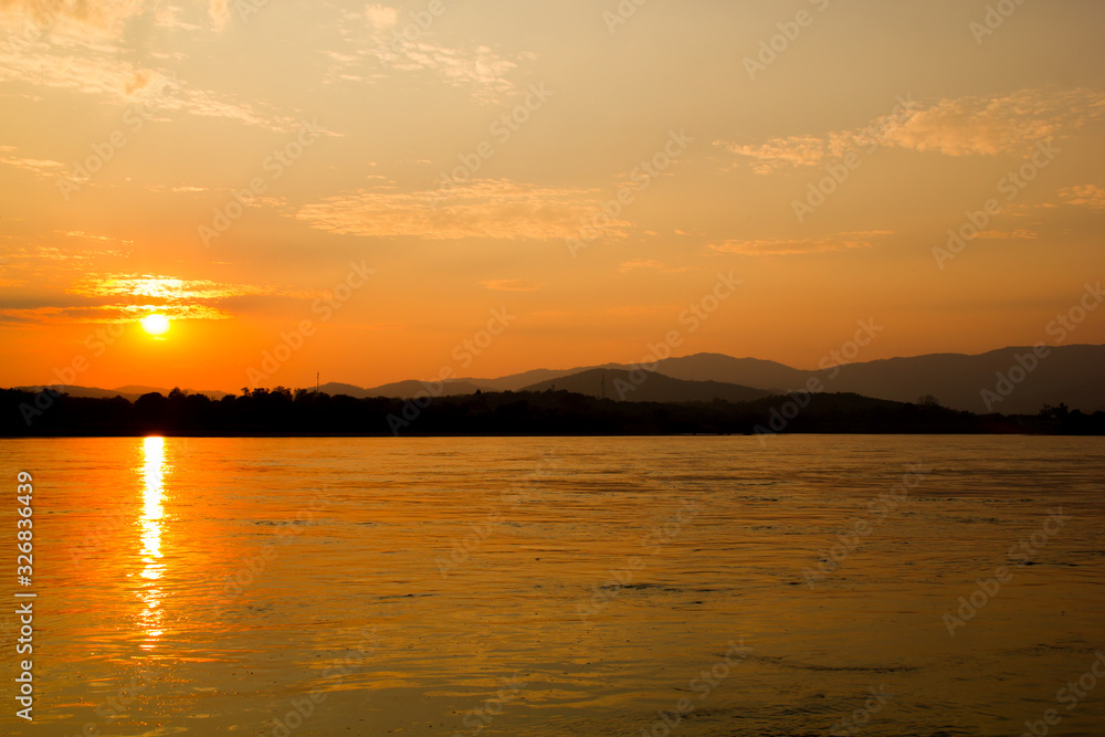 sunset view at Mekong river 