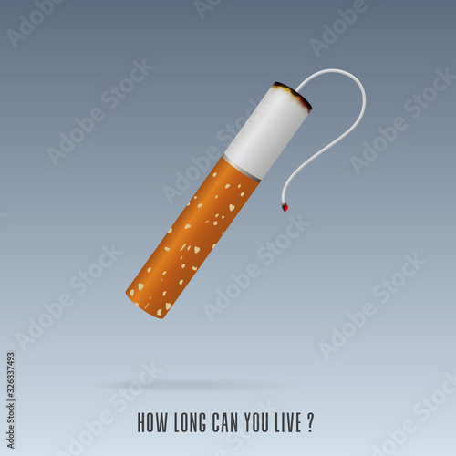 May 31st World No Tobacco Day infographic. No Smoking Day poster. Stop smoking awareness campaign. Cigarette dynamite bomb. TNT bomb explosive. Vector Illustration.