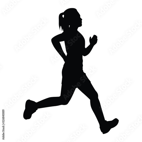 Female runner silhouette vector, athlete