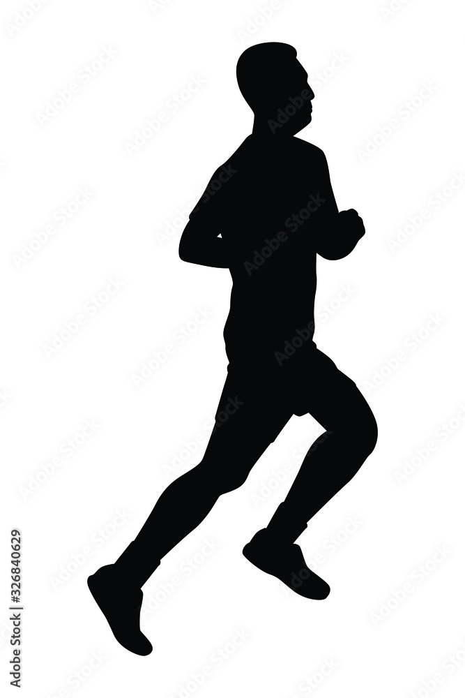 Male runner silhouette vector, athlete