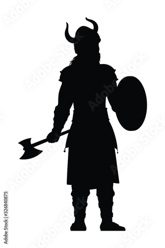 Viking ancient warrior silhouette vector, people