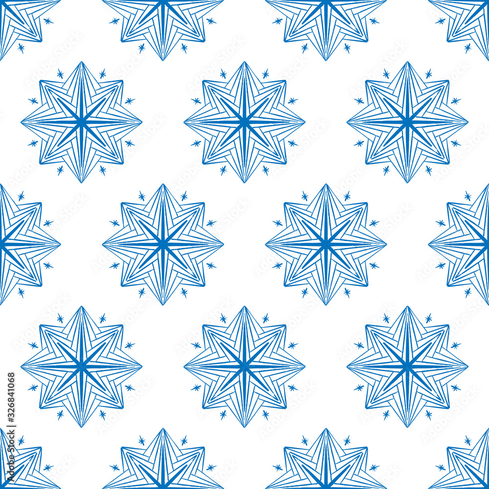 Blue seamless mandala pattern, flower boho ornament. Blue seamless mandala pattern, flower boho ornament.