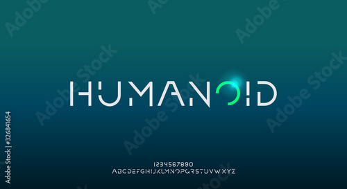 Humanoid, an Abstract technology futuristic alphabet font. digital space typography vector illustration design