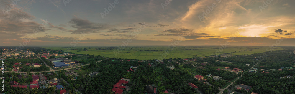 Aerial photo Of Of Asian Paddy Field