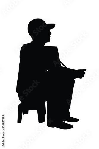 Lottery seller in Thailand silhouette vector