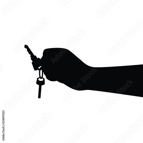 Hand and key silhouette vector