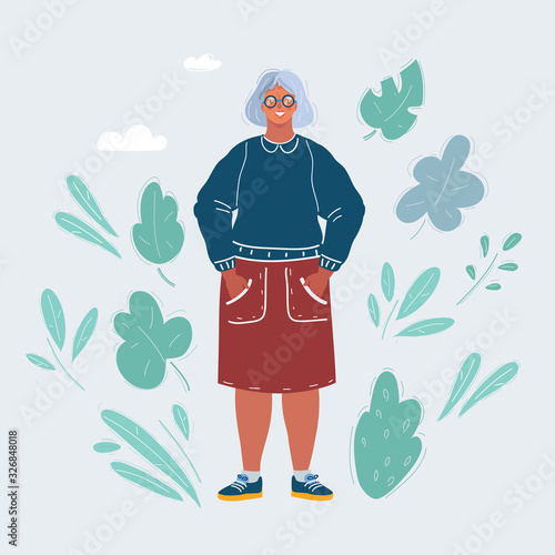 Old woman with. Senior lady with glasses.