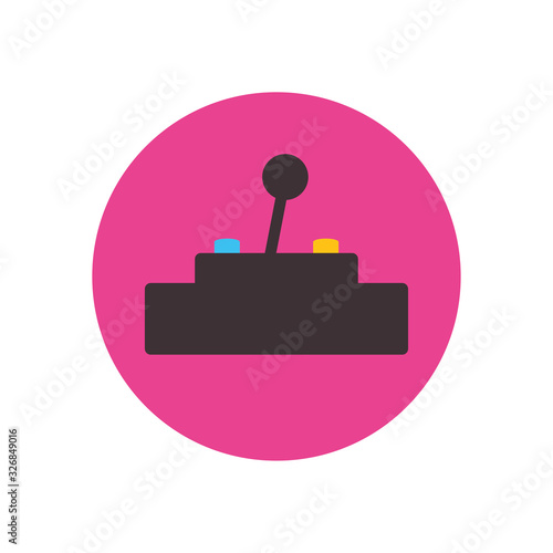 Isolated videogame joystick flat block style icon vector design
