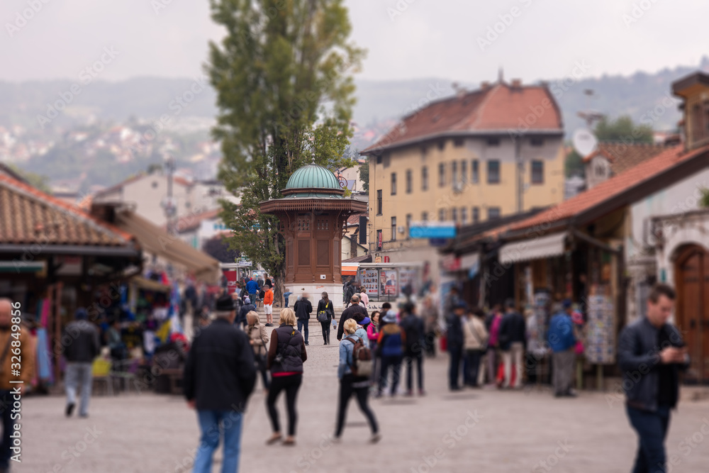 Bascarsija square in Old Town Sarajevo