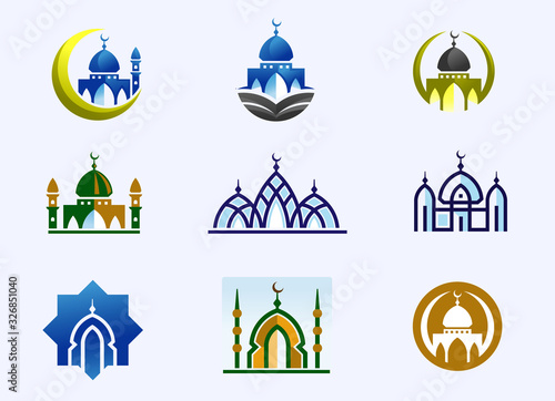 simple minimalist mosque building logo vector simple luxury icon illustration design