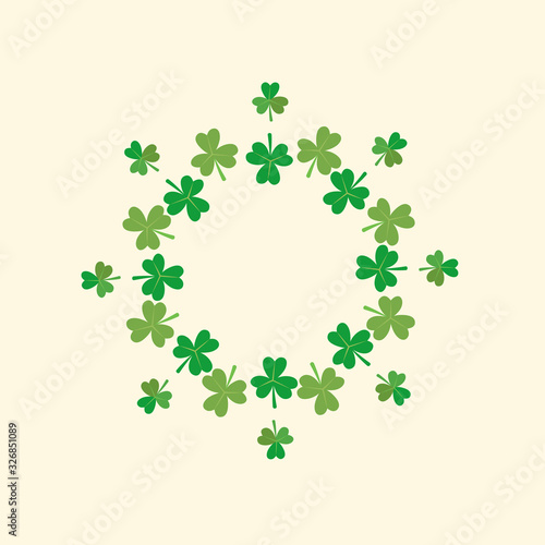 circle made of green small shamrocks leaf vector illustration best for saint Patrick day 